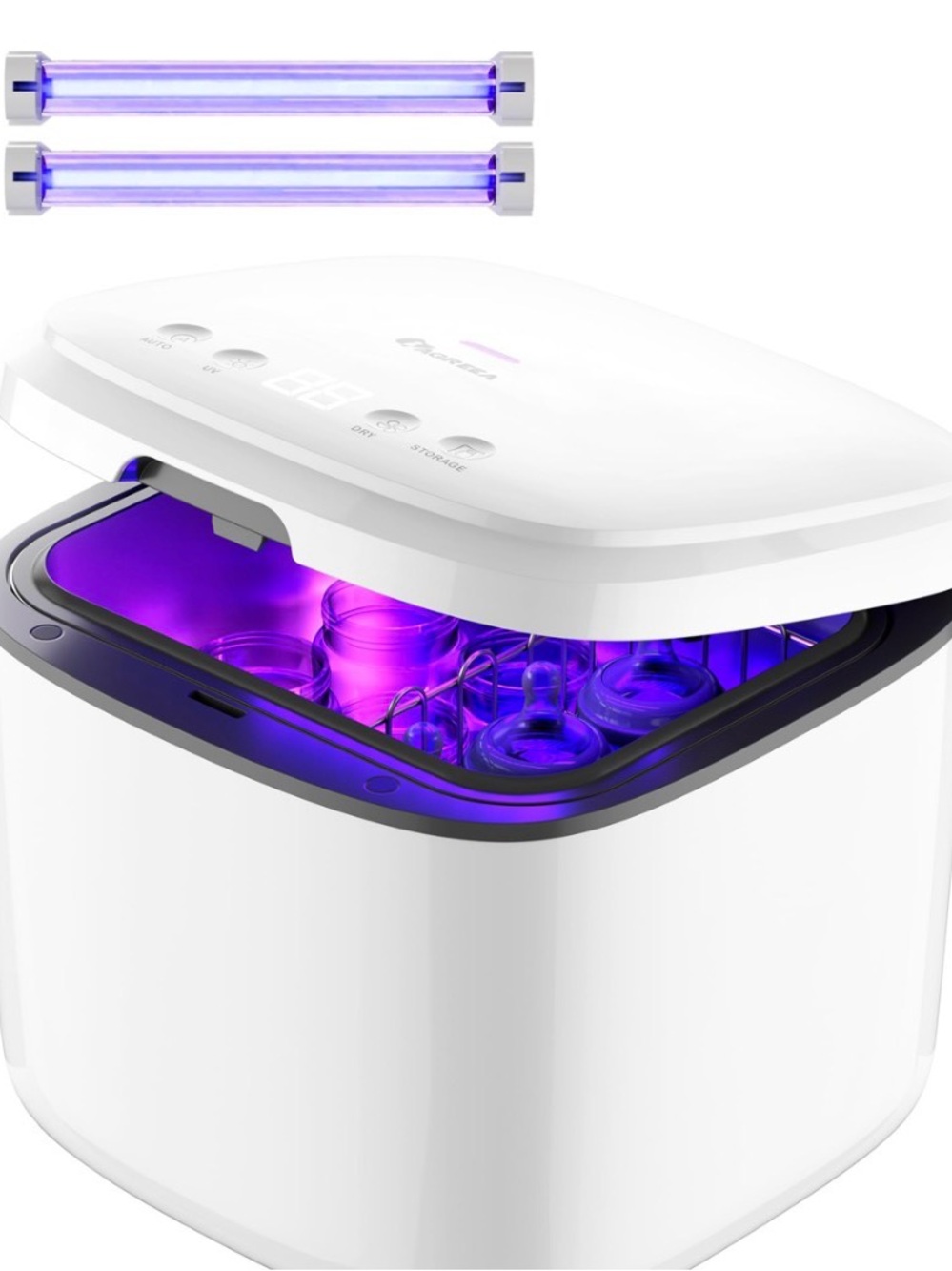 UV Sterilizer and Dryer - White UV Baby Bottle Sterilizer with Purple Light